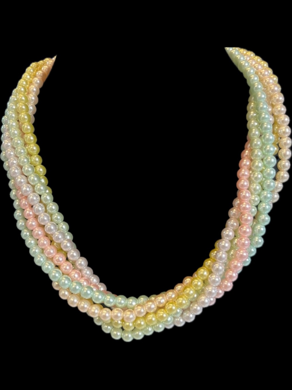 Joan Rivers vintage collection pastel pearl multi strand color necklace Gold QVC
